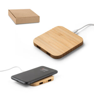 Carregador wireless super-rápido em bambu
