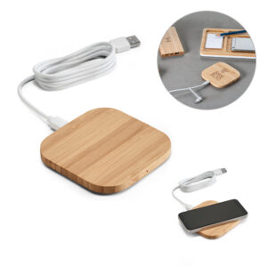 Carregador wireless super-rápido em bambu