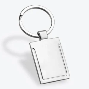 Chaveiro De Metal Prata Retangular