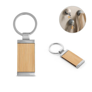 Chaveiro retangular em bambu com