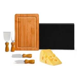 Conjunto Para Queijo Em Bambu/inox