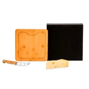 Conjunto Para Queijo Em Bambu/madeira/inox