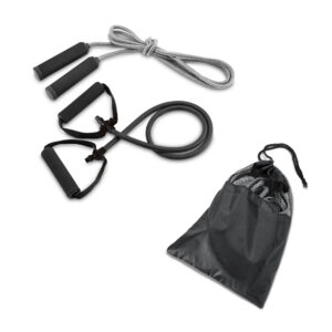 Conjunto fitness composto por elástico