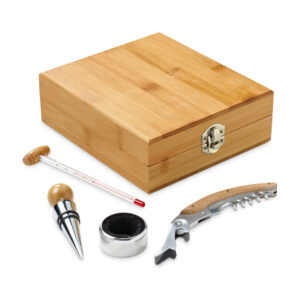 Conjunto para vinho em bambu