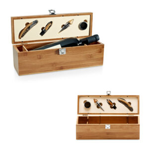 Conjunto para vinho em bambu