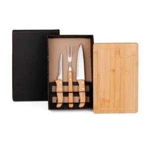 Kit Para Churrasco Em Bambu