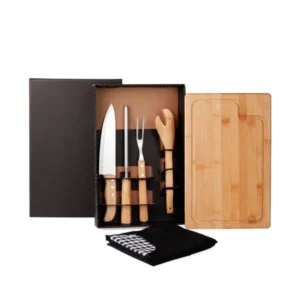 Kit Para Churrasco Em Bambu