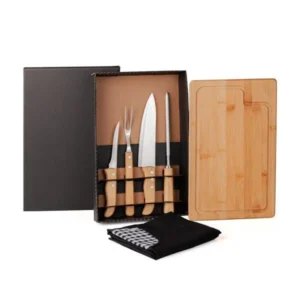 Kit Para Churrasco Em Bambu