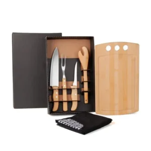 Kit Para Churrasco Em Bambu
