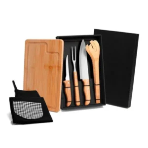 Kit Para Churrasco Em Bambu