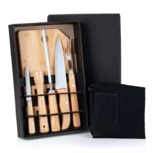 Kit Para Churrasco Em Bambu